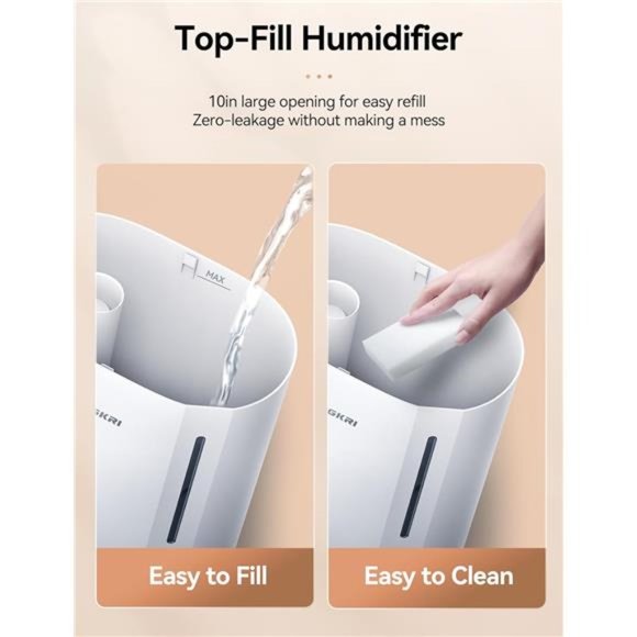 6L Humidifiers for Large Room, Top Fill Ultrasonic Warm & Cool Mist Humidifiers - Picture 5 of 8